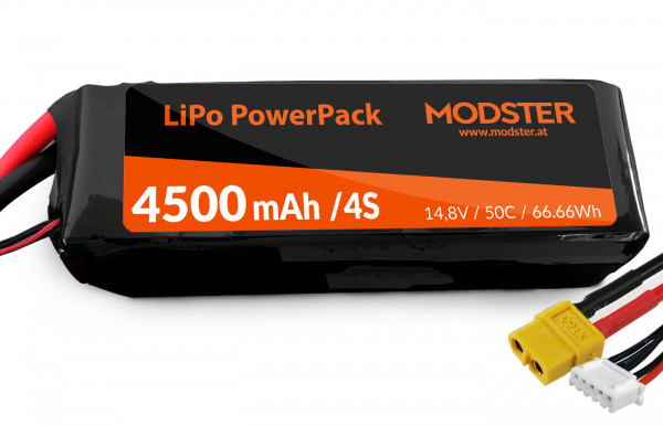 LiPo Pack LiPo Battery 4S 14.8V 4500 mAh 50C (XT60) MODSTER PowerPack
