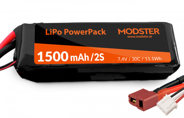LiPo Pack LiPo Akku 2S 7,4V 1500 mAh 30C (Deans) MODSTER Mini Cito